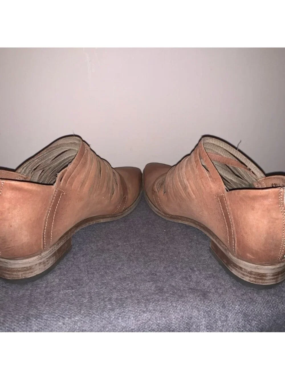 Free People Lost Valley Sliced Leather Booties Tan 38